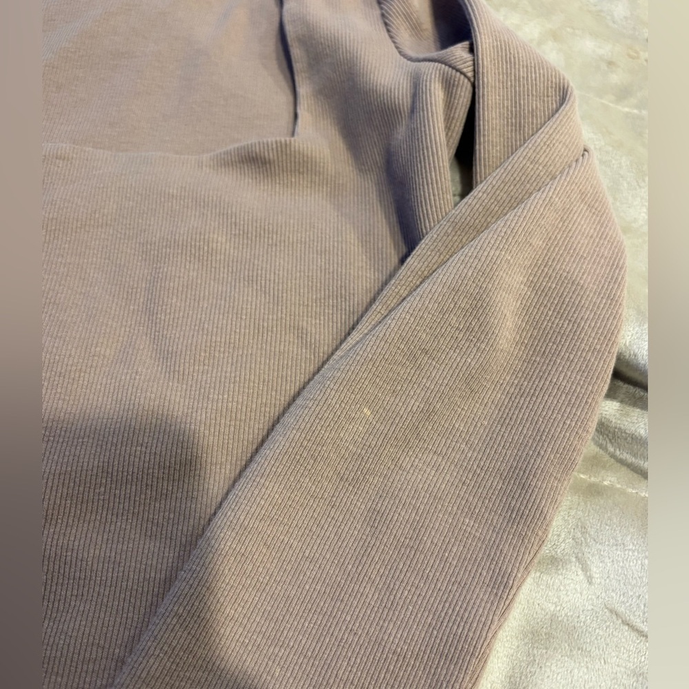 Zara Tan Long Sleeve Women's Square Neck Ribbed Crop Top L - Picture 8 of 12